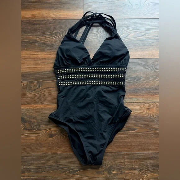 La Blanca Black Studded One-Piece Swimsuit - Picture 3 of 10